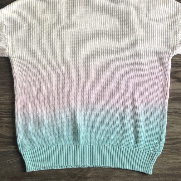 Anthropologie Ombré Sweater Hoodie Pink Blue Large Cotton Blend Pullover - Picture 6 of 14